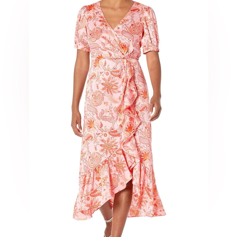 Cinq a Sept English Rose Pink and Orange dress